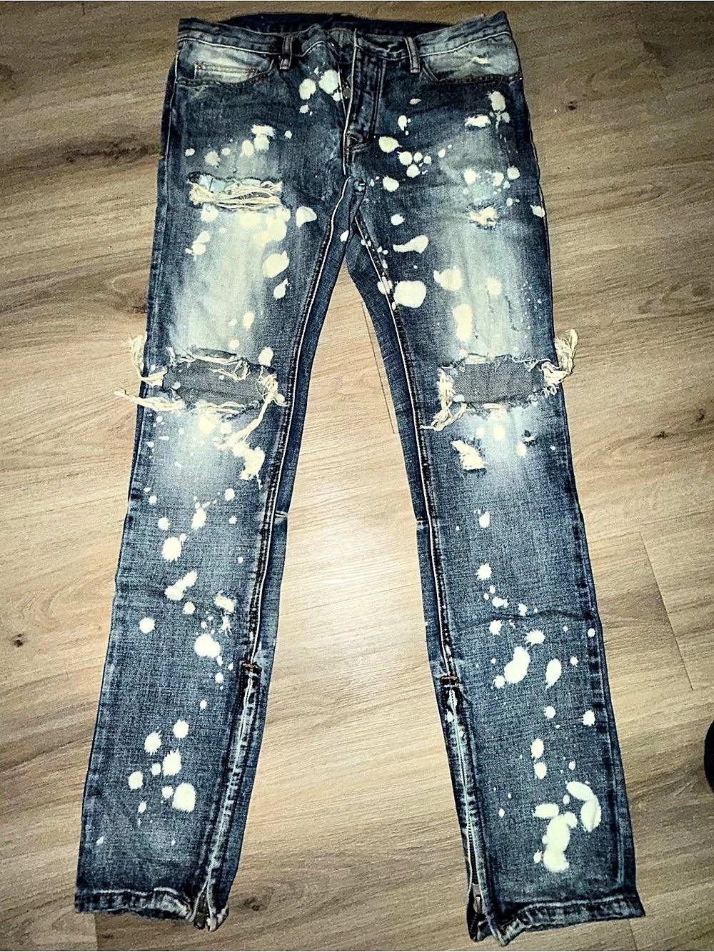 MNML Men's Distressed Slim Fit Jeans in Blue